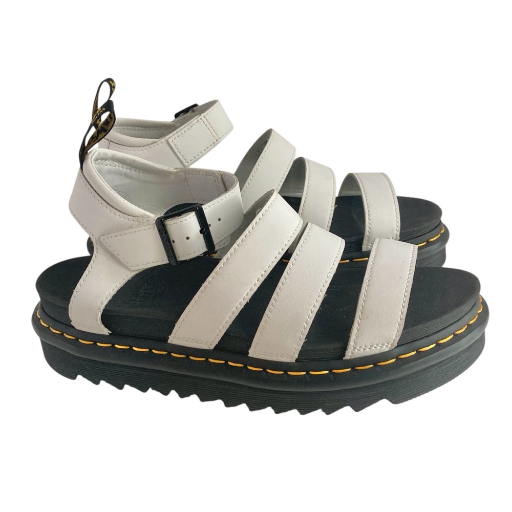 Dr Martens Blaire White Buckle Strap Platform Sandals Women Size 10 Very Good